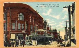 Fifth & Edmond Tram St Joseph MO 1910 Postcard - St Joseph