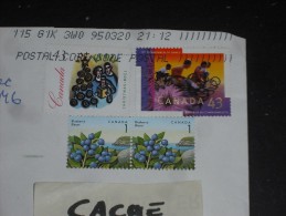 LETTRE CANADA AVEC YT 1394 1379 ET 1262 X 2 - FLORE FRUIT BAIE SAUVAGE BLEUET - SPORT HANDISPORT - NOEL CHANTEUR SAPIN - - Storia Postale