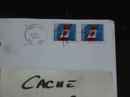 LETTRE CANADA AVEC YT 1416b X 2 - DRAPEAU FACADE IMMEUBLE - CPM MONTREAL SOCIETE RADIO CANADA - - Cartas & Documentos