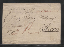 POLAND PRUSSIAN PARTITION ZONE STAMPLESS LETTER NAUGARD NOWOGARD TO TORUN THORN - ...-1860 Prephilately