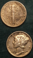 M_p> Stati Uniti One Dime ( Un Decimo ) 1942 In Argento 900/ooo - 1916-1945: Mercury (Mercure)