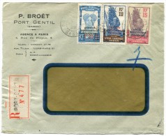 GABON ENVELOPPE COMMERCIALE RECOMMANDEE DEPART PORT GENTIL 27 SEPT 28 - Storia Postale