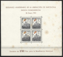 ESBCN30-L3685PC-TESPCOMEM.España .Spain  .Espagne.LIBERACION  DE BARCELONA.1941.(Ed 30**) Sin Charnela .MAGNIFICA - Feuillets Souvenir