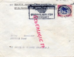 MONACO -COURONNE BLASON- BELLE ENVELOPPE PUB STE BAINS DE MER ET DU CERCLE DES ETRANGERS- 1955 - Otros & Sin Clasificación