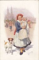 CPA FEIERTAG- MOTHER WALKING, DOG - Feiertag, Karl