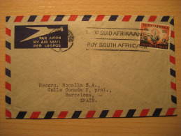 JOHANNESBURG 195? To Barcelona Spain SOUTH AFRICA Air Mail Cover British Area Colonies - Lettres & Documents