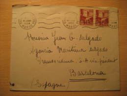 MARRAKECH Medina 1952 To Barcelona Spain 2 Stamp On Cover MOROCCO MAROC France Area Colonies Africa - Lettres & Documents