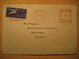 PAARL 1960 To Amsterdam Netherlands Standard Bank Cancel Postage Paid SOUTH AFRICA Air Mail Cover British Area Colonies - Lettres & Documents