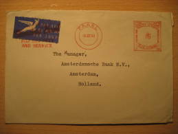 PAARL 1960 To Amsterdam Netherlands Standard Bank Cancel Postage Paid SOUTH AFRICA Air Mail Cover British Area Colonies - Briefe U. Dokumente