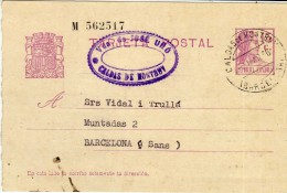 1504 Entero Postal Caldes De Montbuy 1936 Barcelona  Republica - 1931-....