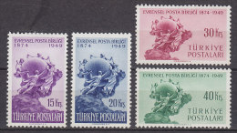 Turkey 1949 Mi. 1244-47 UPU Weltpostverein 75 Jahre 75th Anniversary Complete Set MH* - Neufs