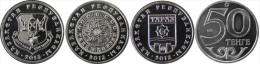 2013  Kazakhstan Kasachstan - Towns Cities Of Kazakhstan - 3 Coins - Kostanai, Taldykorgan, Taraz - Kazajstán