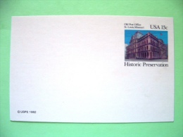 USA 1982 - Stationery Stamped Postal Card - Unused - 13c - Historic Preservation - Old Post Office - St. Louis Missouri - 1981-00