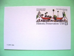 USA 1984 - Set Of 2 Stationery Stamped Postal Card - Unused - 13c And 14c - Historic Preservation - California Rancho... - 1981-00