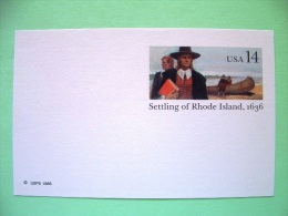 USA 1986 - Stationery Stamped Postal Card - Unused - 14c - Settling Of Rhode Island - Canoe Book - 1981-00