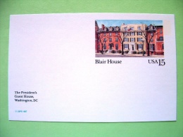 USA 1987 - Stationery Stamped Postal Card - Unused - 15c - Blair House - 1981-00
