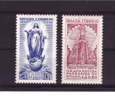 BRAZIL 1954  Marian Year  Yvert Cat N° 586/87 Mint Hinged - Ongebruikt