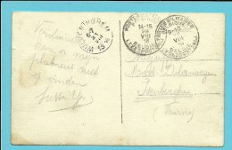 Kaart Met Stempel POSTES MILITAIRES BELGIQUE Op 29/08/1918 Met Als Aankomst Stempel WULVERINGHEM - Niet-bezet Gebied