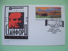 USA 1990 - Special Stationery Stamped Postal Card - 15c - Visit Of Gorbachev (Russia) - Hands Cancel - America The Be... - 1981-00