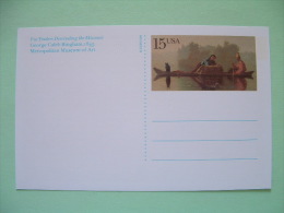 USA 1990 - Stationery Stamped View Postal Card - Unused - 15c - Traders Descending The Missouri - Boat - Cat - 1981-00