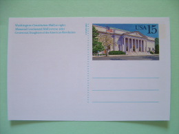 USA 1990 - Stationery Stamped View Postal Card - Unused - 15c - Washington - Constitution Hall - 1981-00