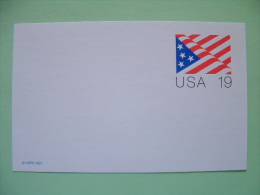 USA 1991 - Stationery Stamped Postal Card - Unused - 19c - Flag - 1981-00