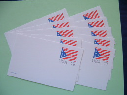 USA 1991 - 10 Ex. Of Stationery Stamped Postal Card - Unused - 19c - Flag - 1981-00