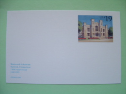 USA 1991 - Stationery Stamped Postal Card - Unused - 19c - Wadsworth Atheneum Hartford 150 Anniv. - 1981-00