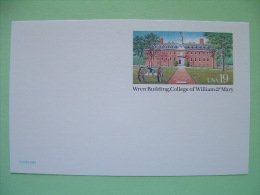 USA 1993 - Stationery Stamped Postal Card - Unused - 19c - Wren Building - College Of William & Mary - Cannon - 1981-00