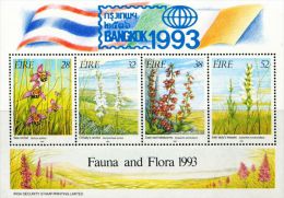 ER0027 Ireland 1993 Orchid S/S(4) Surcharged MNH - Unused Stamps