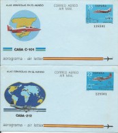 ESPAÑA - AEROGRAMAS 205/206 ** MNH - AVIONES EMPRESA CASA, C101 Y 212. AÑO COMPLETO 1983. Emision 24-6-83 - Ungebraucht