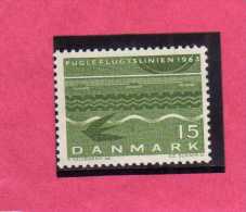 DANEMARK DANMARK DENMARK DANIMARCA 1963 Railroad Wheel Tire Tracks Waves Swallow “Bird Flight Line” 15o MNH - Unused Stamps