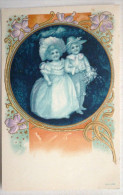 Cpa Precurseur 1904 Relief Illustrateur Clapsaddle Ns Couple Enfant Marquis Marquise Medaillon Dorure Art Nouveau - Clapsaddle
