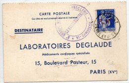 1938 - CARTE COMMERCIALE Favec CACHET MILITAIRE "6° GROUPE AUTONOME D'ARTILLERIE / 21° COMPAGNIE" - LABORATOIRE DEGLAUDE - Military Postmarks From 1900 (out Of Wars Periods)