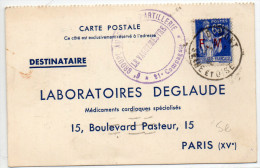 1938 - CARTE COMMERCIALE Favec CACHET MILITAIRE "6° GROUPE AUTONOME D'ARTILLERIE / 21° COMPAGNIE" - LABORATOIRE DEGLAUDE - Bolli Militari A Partire Dal 1900 (fuori Dal Periodo Di Guerra)