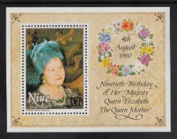 Niue MNH Scott #588 Souvenir Sheet $7 Queen Mother In Blue Hat - 90th Birthday - Niue