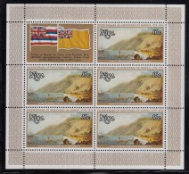 Niue MNH Scott #215 Sheet Of 5 Plus Label 16c A View Of Karakooa In Owyhee - 200th Ann Landing In Hawaii - Niue