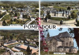 19 - POMPADOUR - VUE AERIENNE - LE CHATEAU- LES HARAS - EGLISE D' ARNAC - Arnac Pompadour