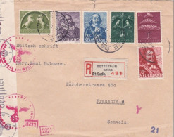 1943 - ENVELOPPE RECOMMANDEE Avec CENSURE De ROTTERDAM Pour FRAUENFELD (SUISSE) - Lettres & Documents