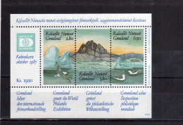 GREENLAND - GRONLANDS - GROENLANDIA - GRØNLAND 1987 HAFNIA 87 Stamp Exhibition PHILATELIC SHEET FOGLIETTO  MNH - Blocks & Kleinbögen