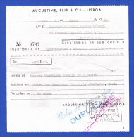 Portugal, Bank Deposit Document / Document Dépôt Bancaire - Banco Augustine, Reis, Lisboa, 1960 - Assegni & Assegni Di Viaggio