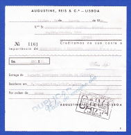 Portugal, Bank Deposit Document / Document Dépôt Bancaire - Banco Augustine, Reis, Lisboa, 1960 - Cheques & Traverler's Cheques