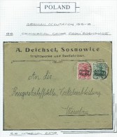 1918.G.G.W. FIRM COVER WITH Germania 5 & 10pf. STAMPS. O/p GEN-GOUV. WARSCHAU - Covers & Documents