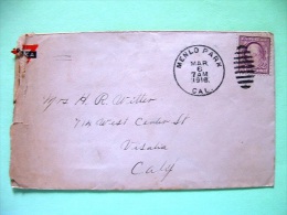 USA 1918 Cover Menlo Park To Visalia - Washington 3c Violet - Lettres & Documents