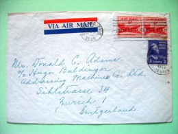 USA 1949 Cover Cleveland To Switzerland - Jefferson - Planes - Cartas & Documentos