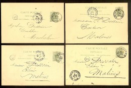 7 Postkaarten Van Nr. 45 Waarbij 3 Met Firmastempel Met O.a. Bestemming WALCOURT En GILLY (zie 2 Scans) ! - 1869-1888 Lion Couché (Liegender Löwe)