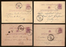 4 Postkaarten / Carte - Correspondance Van Nr. 45 Allen Met  Bestemming  GILLY Waarbij O.a. Stempel QUEST (zie Scan 2) ! - 1869-1888 Lion Couché (Liegender Löwe)