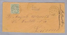 Heimat TI CAVIGLIANO 1879-10-20 Brief Nach Livorno Mit 25 Rp. Grün Sitzende Helvetia - Storia Postale