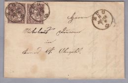 Heimat ZG ZUG 1866-07-11 Brief Mit 2 X 5 Rp. Sitzende Helvetia - Storia Postale