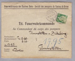 Heimat BE NIDAU 1928-09-05 Nachnahmebrief Feuerwehr-Kommando Thunstetten - Lettres & Documents